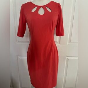 Donna Morgan Red and White Sheath Dress 3/4 Sleeve